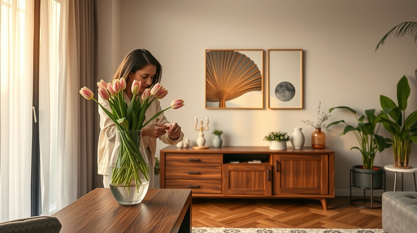 Элегантный интерьер с помощью стеклянных ваз